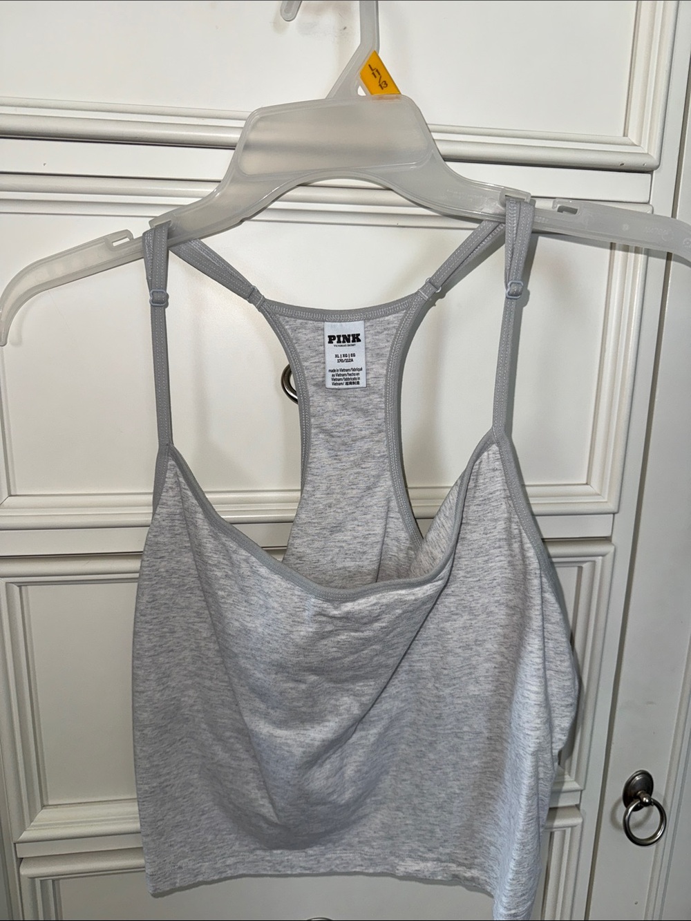 PINK Victoria's Secret Heather Gray Cropped Racerback Cami XL